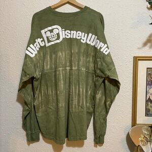 Walt Disney World women's Spirit Jersey Olive Green Tie Dye Est 1971 Long Sleeve